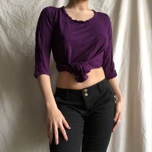 3/4 sleeve Casual Chic Thin Plain Indie Purple t-shirt by Brand Tammy Mars